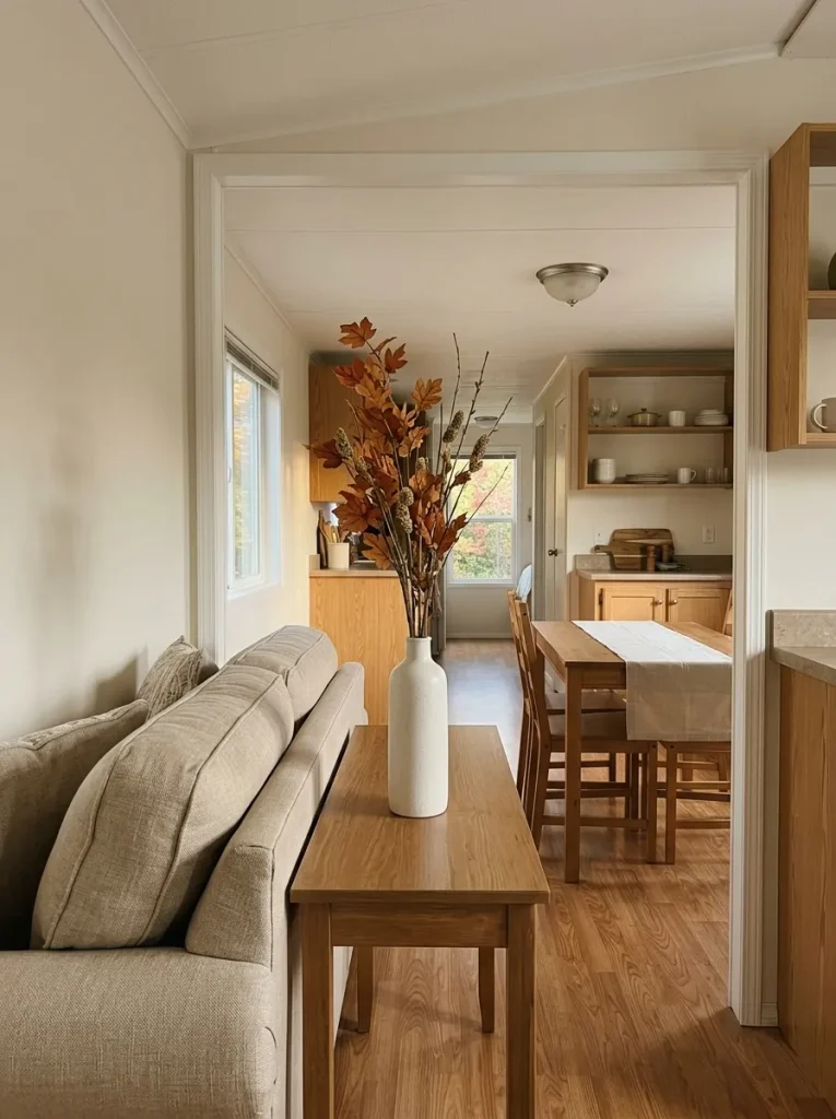 A narrow vertical arrangement can influence several connected zones while using far less surface area than a collection of small decorations.
