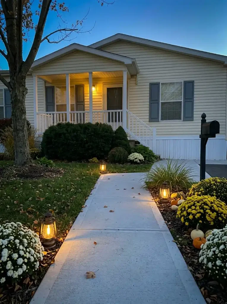 Strategic pools of light clarify the approach while leaving enough darkness for the Halloween atmosphere to remain intact.