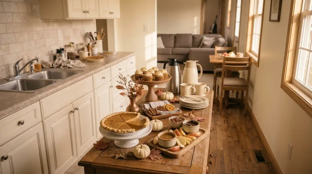 How to Set Up a Thanksgiving Coffee and Dessert Station in a Mobile Home